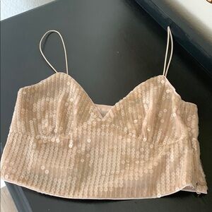 Sequin Crop Top with Spaghetti Straps